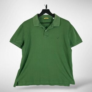 Nautica Men's Medium Green Short Sleeve Polo Shirt 100% Cotton Classic Fit